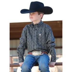 Cinch Boys Navy Rope Print Button Shirt