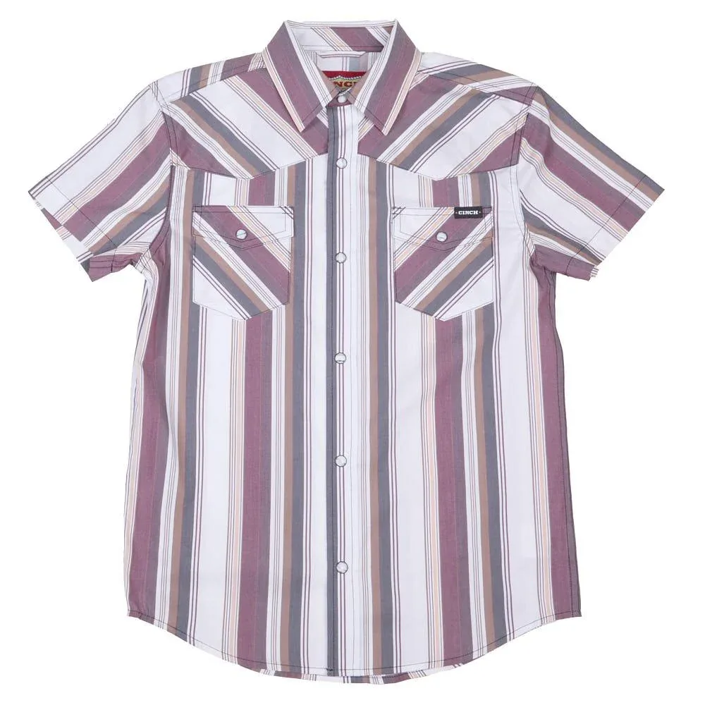 Cinch Boy's White Striped Shirt
