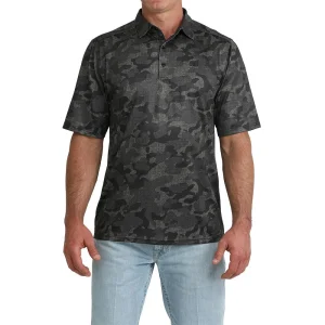 Cinch Men's Black Camo ArenaFlex Polo