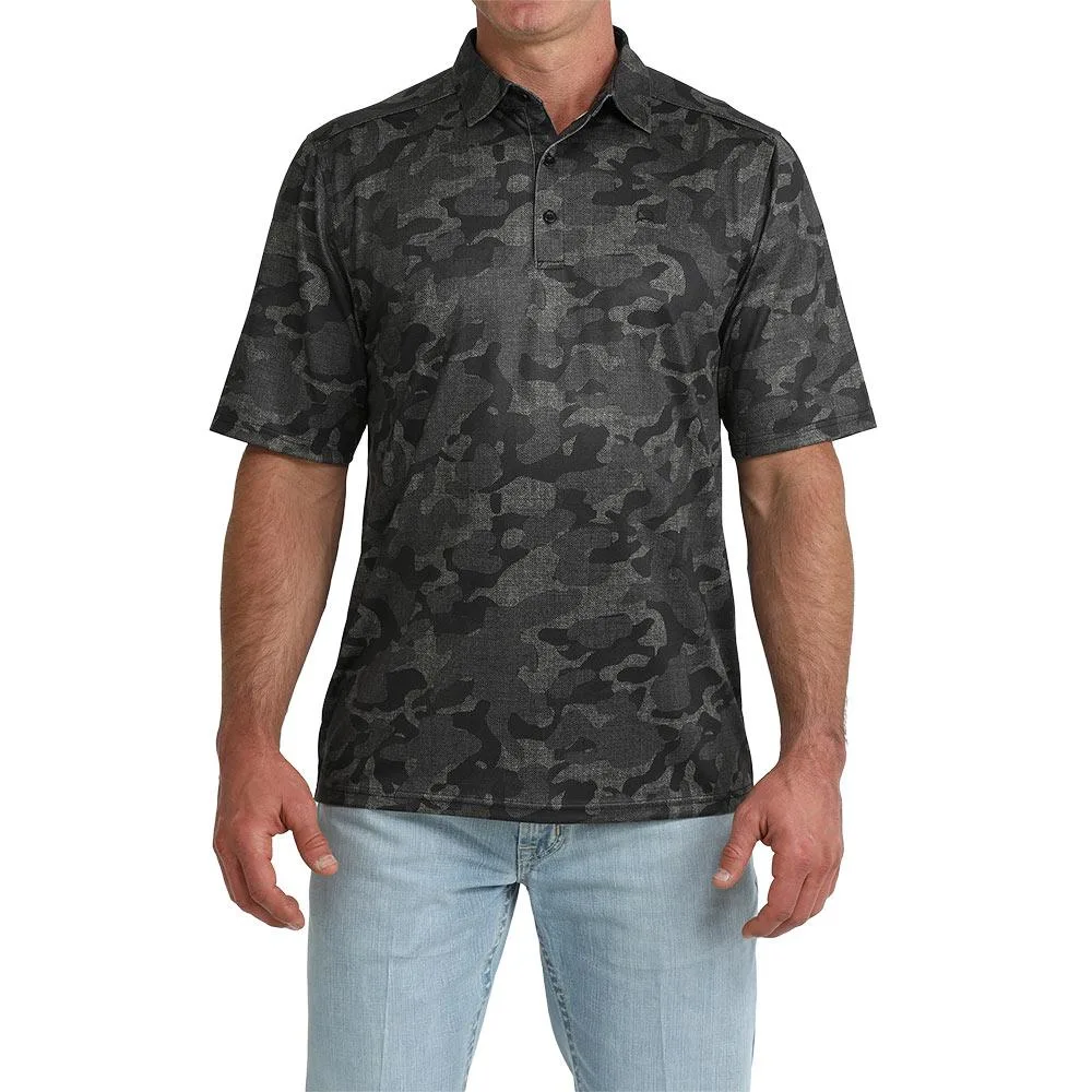 Cinch Men's Black Camo ArenaFlex Polo