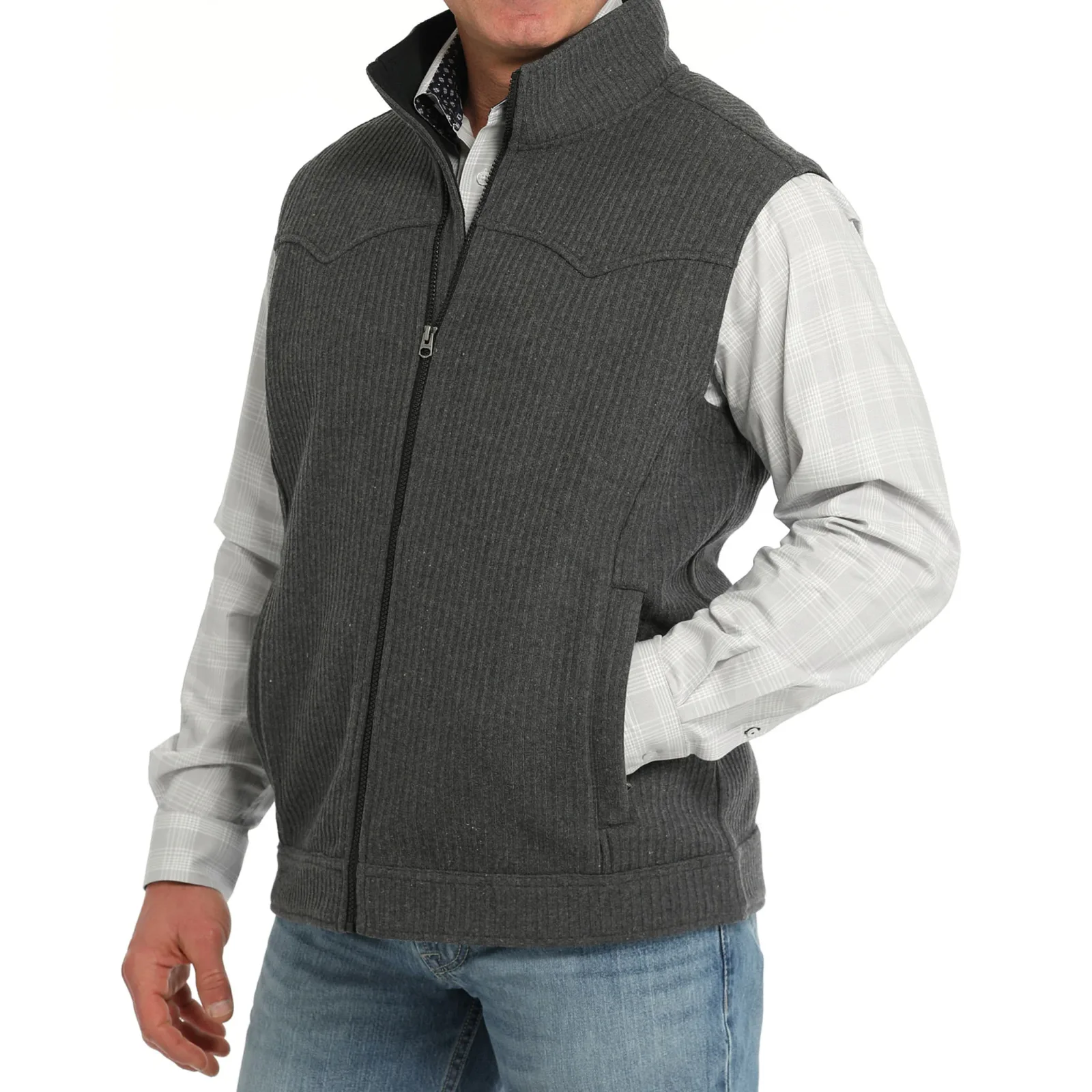 Cinch Men's Charcoal Wool Blend Bonded Vest - Image 2