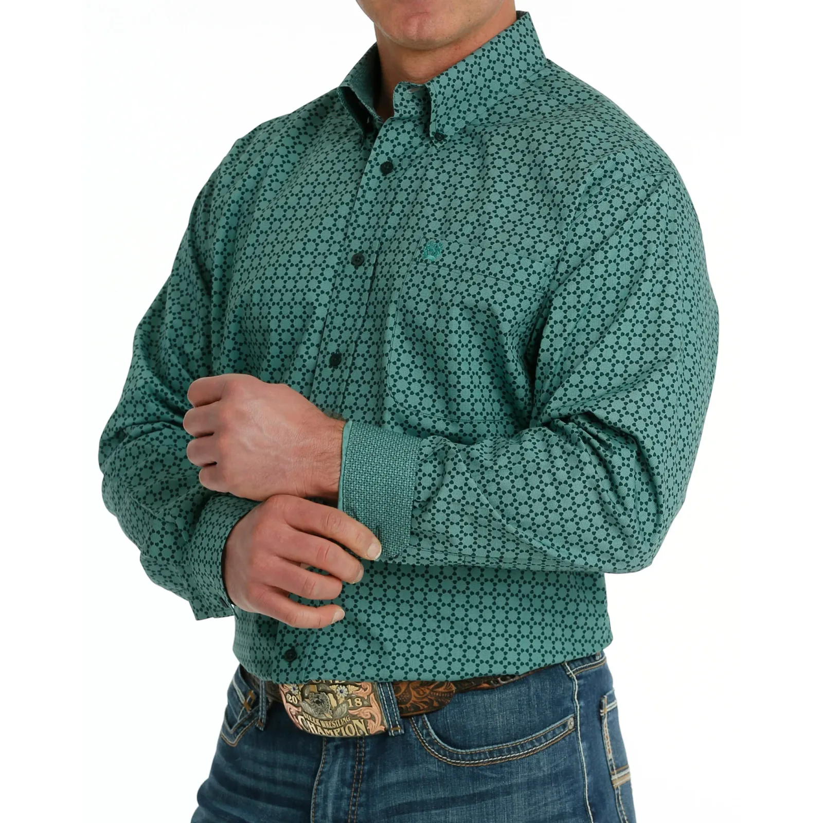 Cinch Men's Classic Fit Green Button Down - Image 2