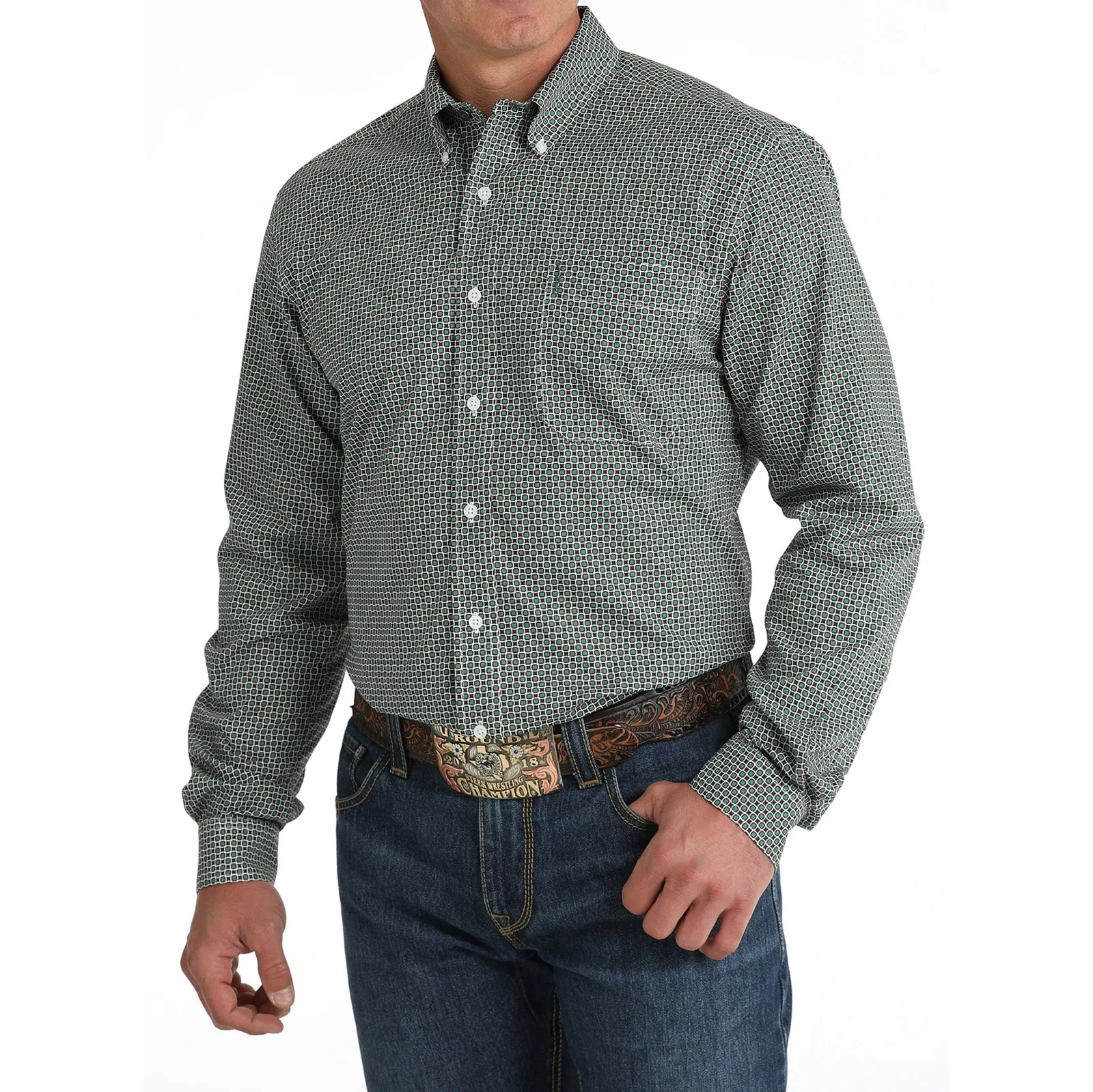 Cinch Men's Green Modern Fit Button Down - Image 2