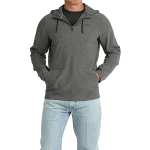Cinch Men's Grey 1/4 Zip Hooded Pullover