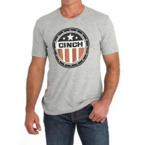 Cinch Men's Grey Logo Tee