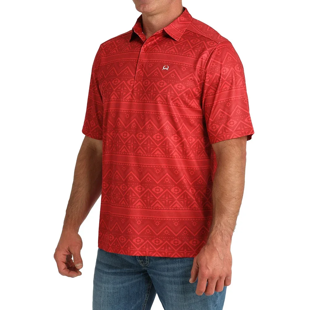 Cinch Men's Red Aztec Print Polo - Image 2