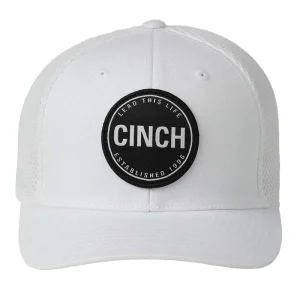 Cinch Men's White Logo Round Logo Cap