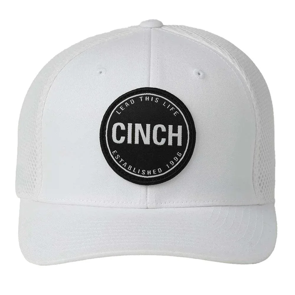 Cinch Men's White Logo Round Logo Cap