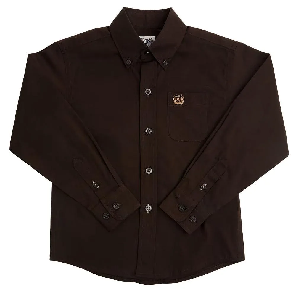 Cinch Toddler Boy's Solid Brown Shirt