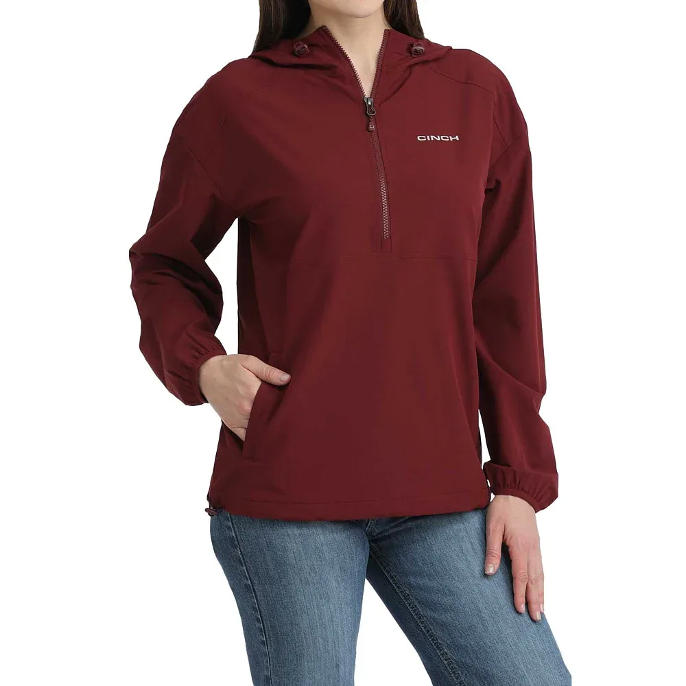 Cinch Women's Burgundy 1/2 Zip Windbreaker - Image 2