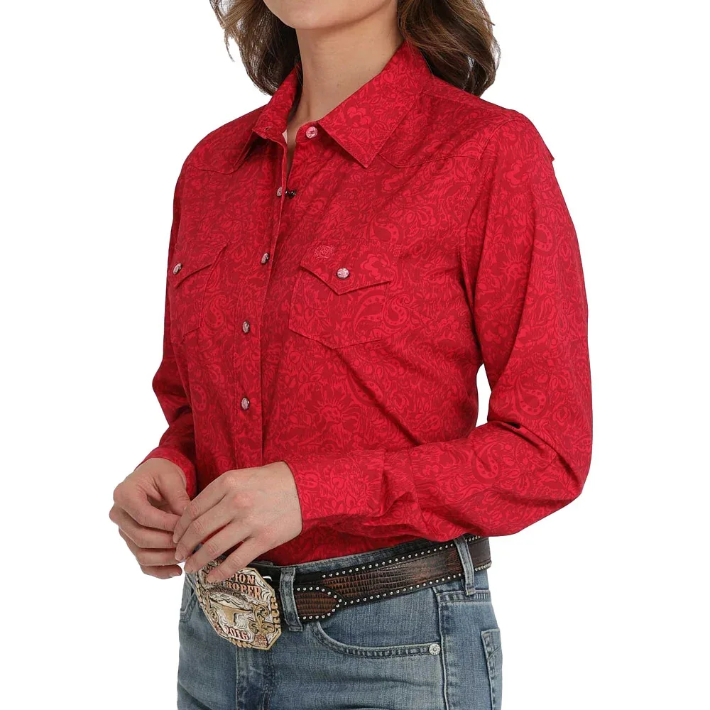 Cinch Women's Pink Printed ArenaFlex Pearl Snap - Image 2