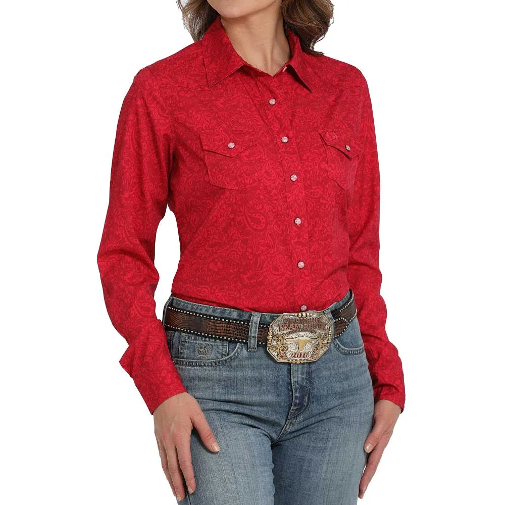 Cinch Women's Pink Printed ArenaFlex Pearl Snap