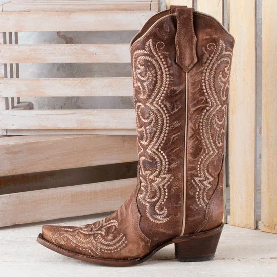 Circle G Ladies' Brown Embroidery Boots - Image 2