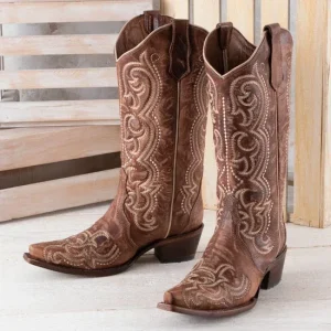 Circle G Ladies' Brown Embroidery Boots