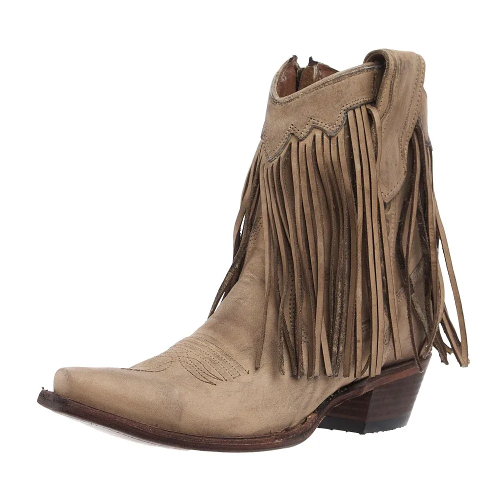 Circle G Women's Sand Fringe Ankle Booties