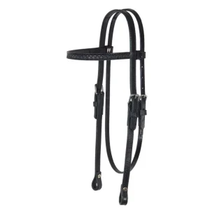 Circle Y Saddlery Black Shell Tooled Browband Headstall