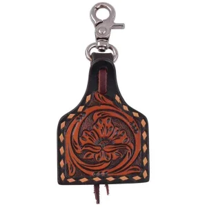 Circle Y Saddlery Leather Charm Floral Ear Tag