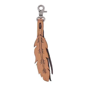 Circle Y Saddlery Leather Charm Tooled Feather
