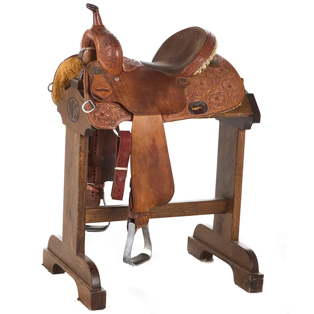 Circle Y Saddlery Used 14.5in 1/2 Acorn Tooled Barrel Saddle