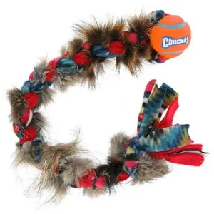Clean Run TugAway Fleece & Fur Mini Ball Tug