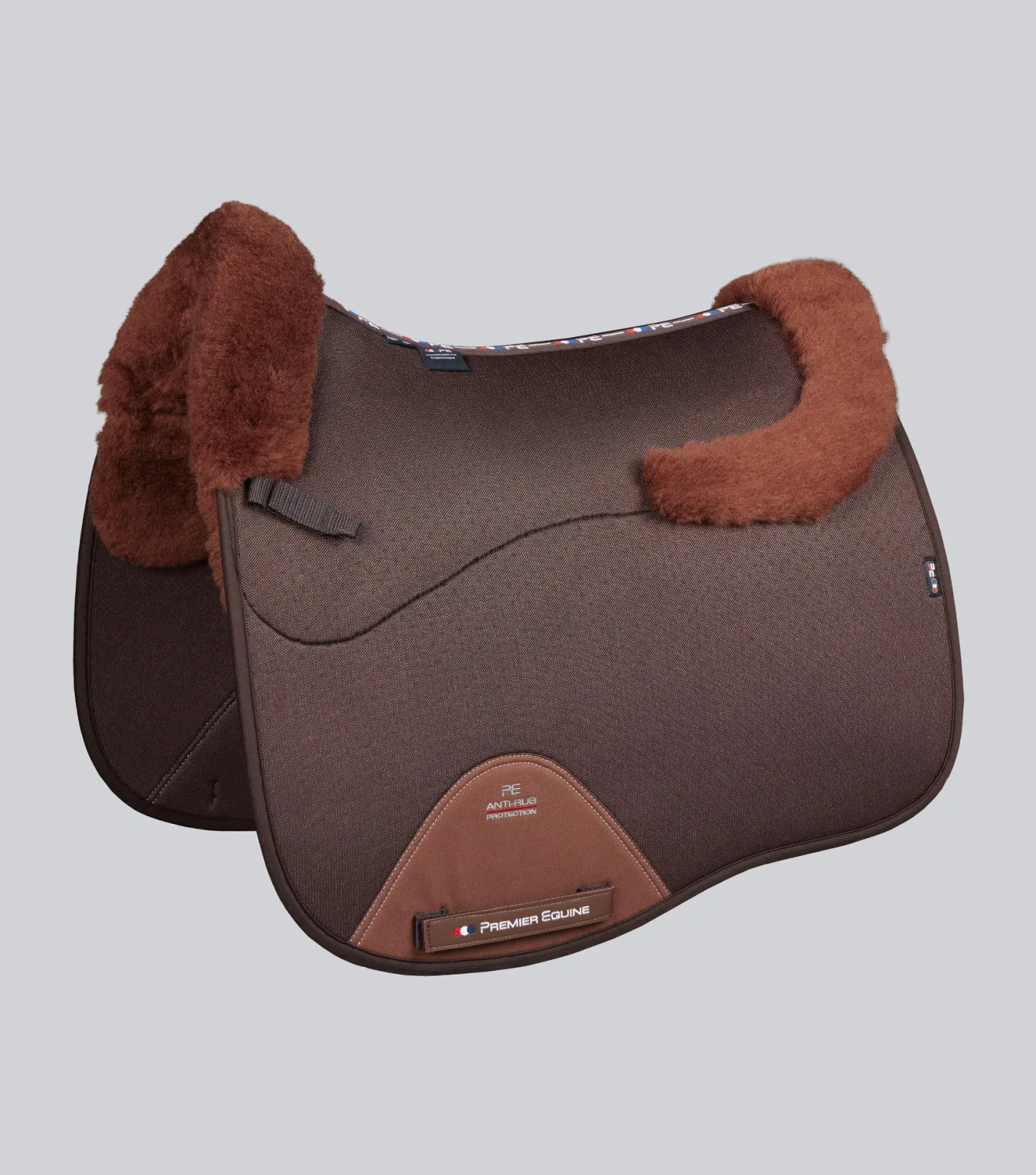 Close Contact Airtechnology Shockproof Wool Saddle Pad - Dressage Square Brown/Brown Wool