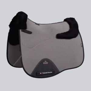 Close Contact Airtechnology Shockproof Wool Saddle Pad - Dressage Square Grey/Black Wool