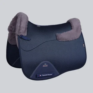 Close Contact Airtechnology Shockproof Wool Saddle Pad - Dressage Square Navy/Grey Wool