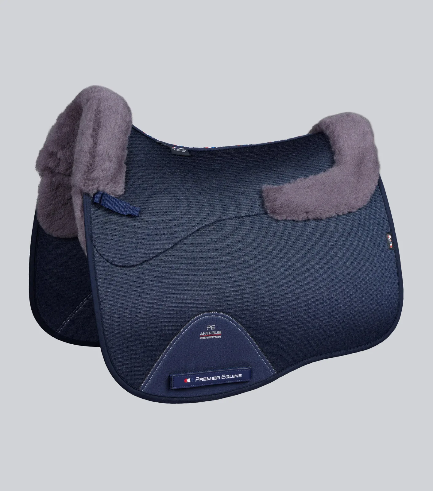 Close Contact Airtechnology Shockproof Wool Saddle Pad - Dressage Square Navy/Grey Wool