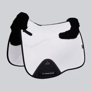 Close Contact Airtechnology Shockproof Wool Saddle Pad - Dressage Square White/Black Wool