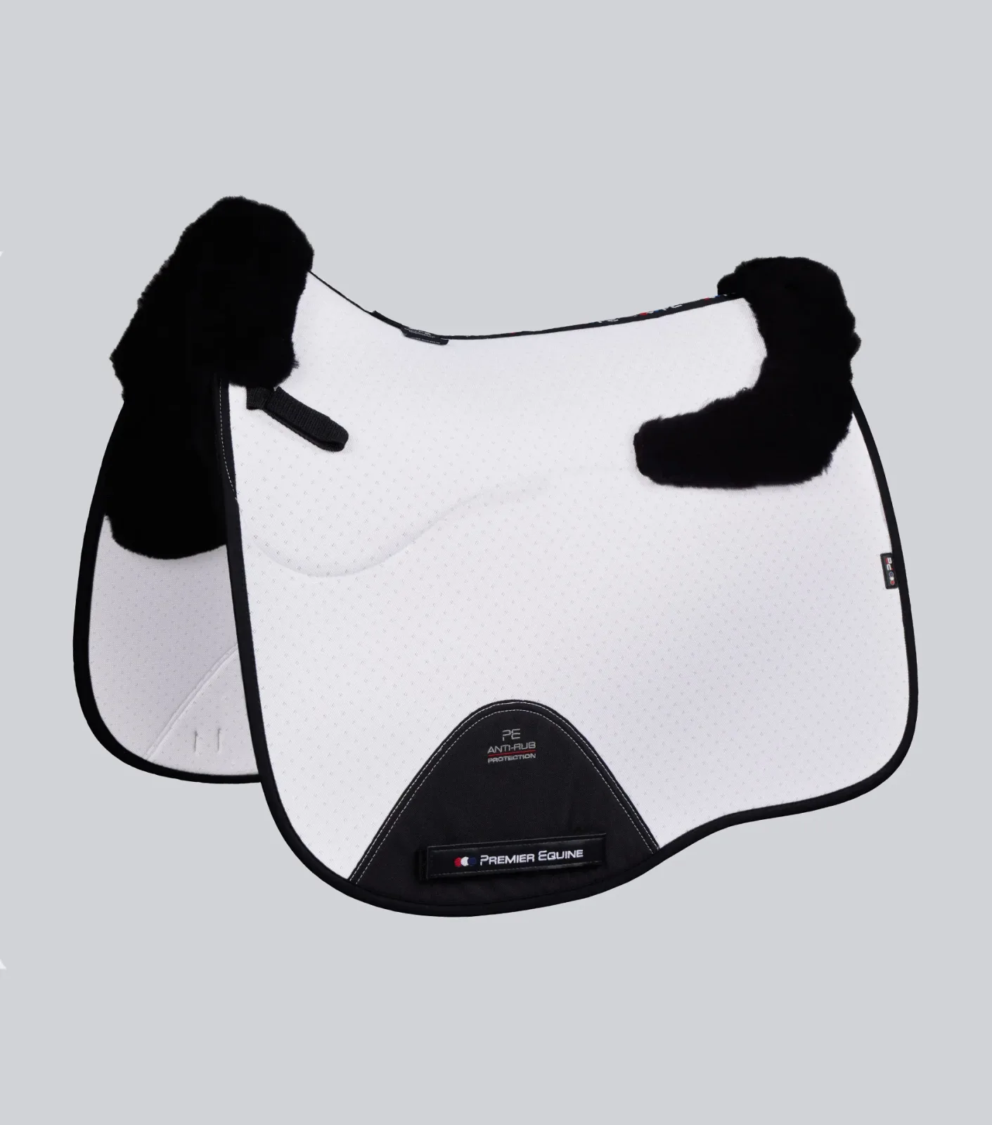 Close Contact Airtechnology Shockproof Wool Saddle Pad - Dressage Square White/Black Wool