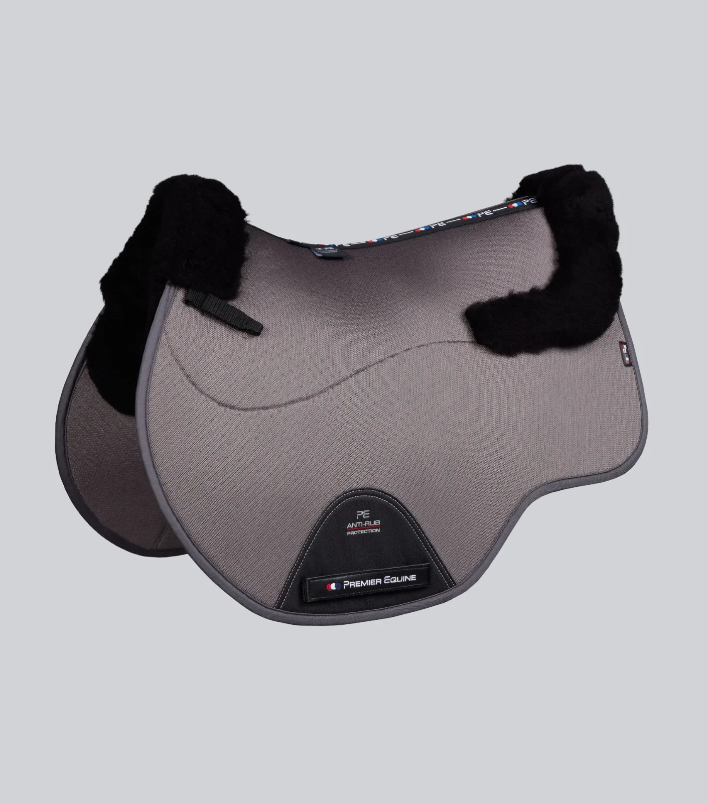 Close Contact Airtechnology Shockproof Wool Saddle Pad - GP/Jump Square Grey/Black Wool