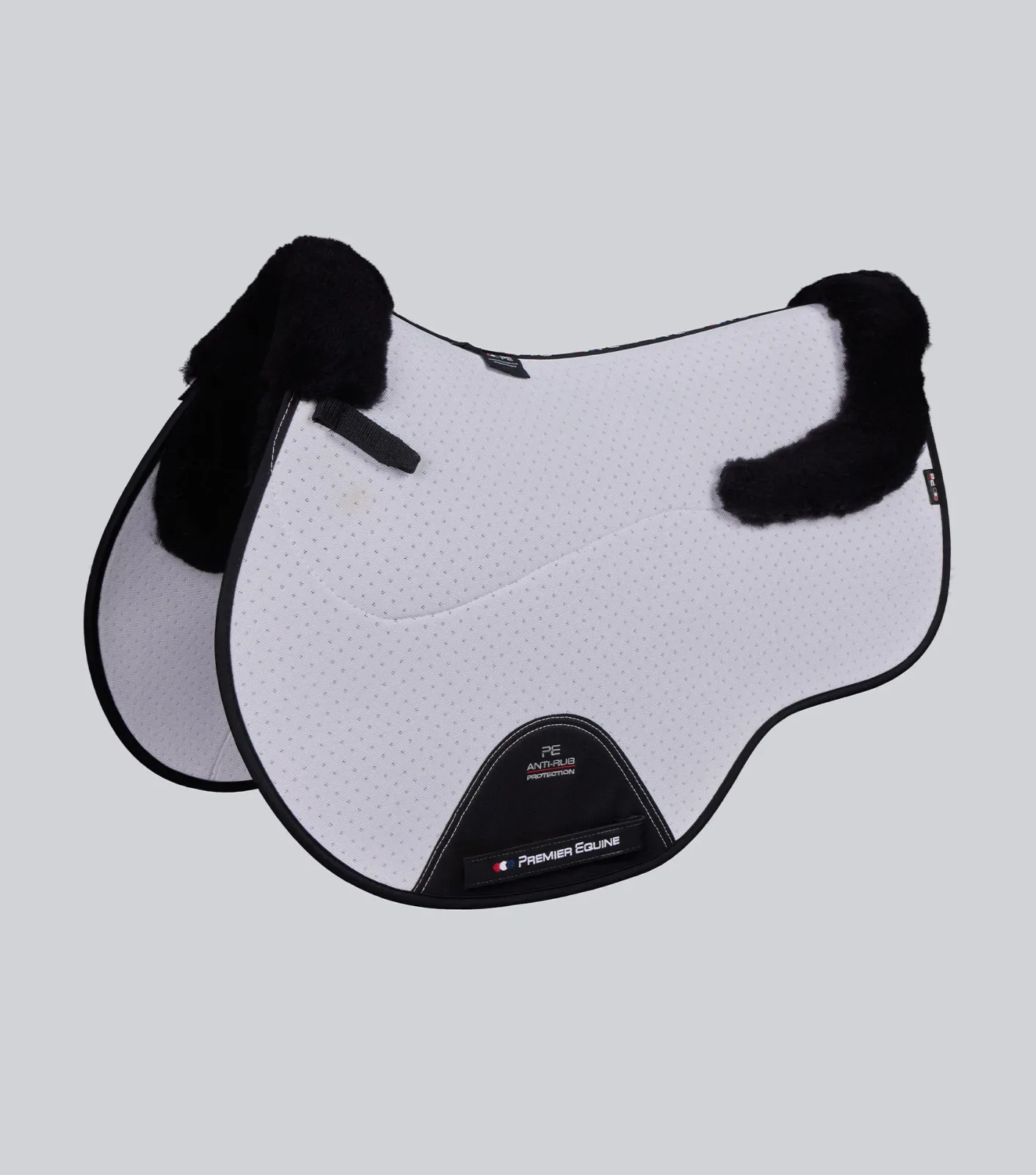 Close Contact Airtechnology Shockproof Wool Saddle Pad - GP/Jump Square White/Black Wool