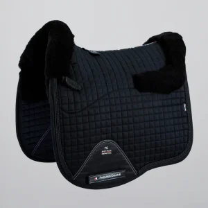 Close Contact Merino Wool European Saddle Pad - Dressage Square Black/Black Wool