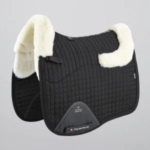 Close Contact Merino Wool European Saddle Pad - Dressage Square Black/Natural Wool