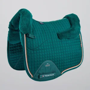 Close Contact Merino Wool European Saddle Pad - Dressage Square Green/Green Wool