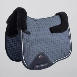 Close Contact Merino Wool European Saddle Pad - Dressage Square Grey/Black Wool