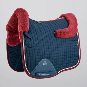 Close Contact Merino Wool European Saddle Pad - Dressage Square Navy/Burgundy Wool