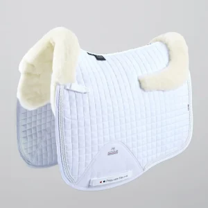 Close Contact Merino Wool European Saddle Pad - Dressage Square White/Natural Wool