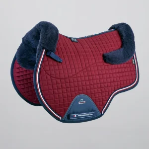 Close Contact Merino Wool European Saddle Pad - GP/Jump Square Burgundy/Navy Wool