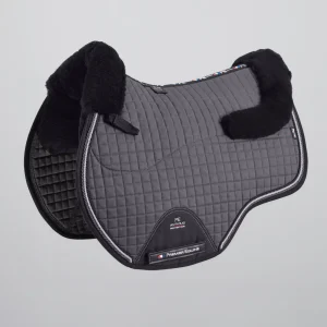 Close Contact Merino Wool European Saddle Pad - GP/Jump Square Grey/Black Wool
