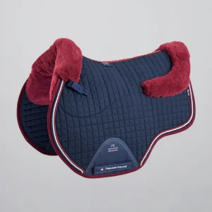 Close Contact Merino Wool European Saddle Pad - GP/Jump Square Navy/Burgundy Wool