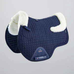 Close Contact Merino Wool European Saddle Pad - GP/Jump Square Navy/Natural Wool