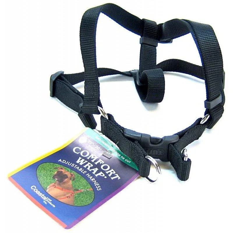 Coastal Pet Comfort Wrap Adjustable Harness - Black -Medium (Girth Size 20"-32")