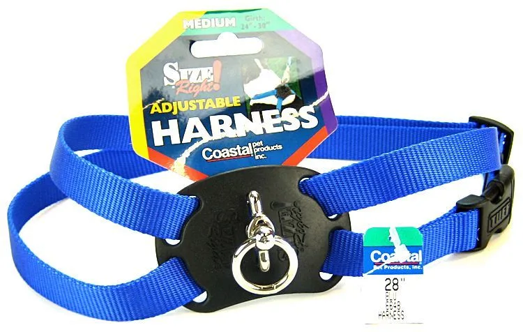Coastal Pet Size Right Nylon Adjustable Harness - Blue - Girth 24"-30"