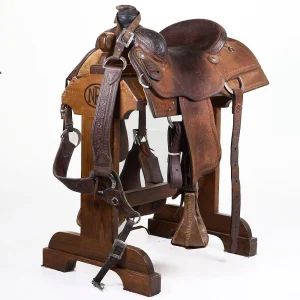 Cogsdil Saddlery Used 15in Roughout Floral Border Team Roping Saddle