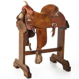 Connie Combs USed 14.5in Spider and Feather Tooled Barrel Saddle