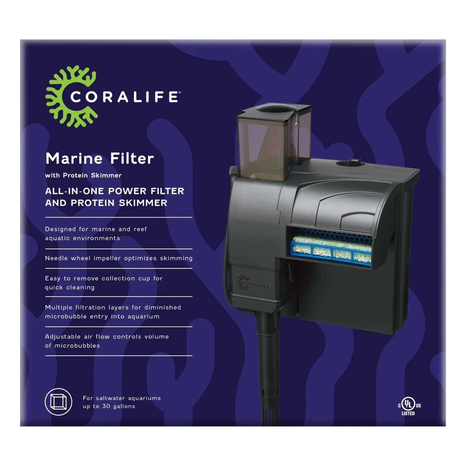 Coralife Marine Aquarium Filter with Protein Skimmer 30 gal