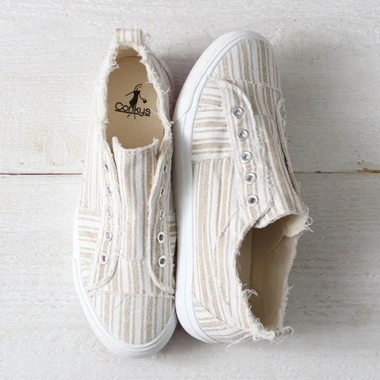 Corkys Footwear Tan Stripe Babalu Shoes - Image 2
