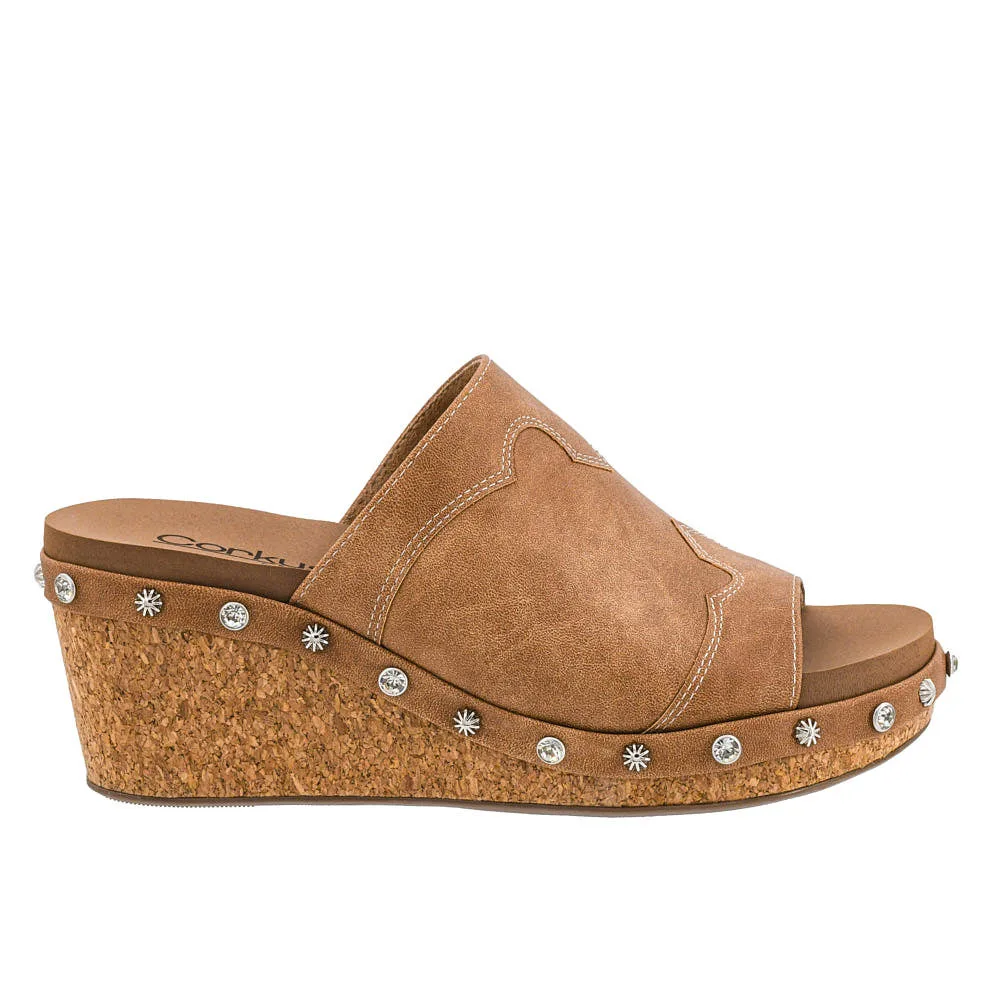 Corkys Footwear Women's Actin Up Cognac Wedge Sandal - Image 2
