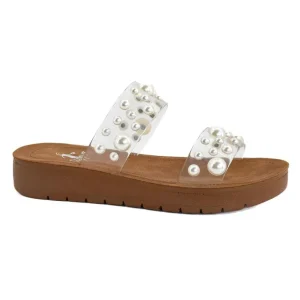 Corkys Footwear Womens Bad Romance Clear Pearl Sandals